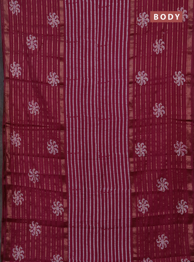 Magenta Pink Semi Chanderi Saree - Batik Prints