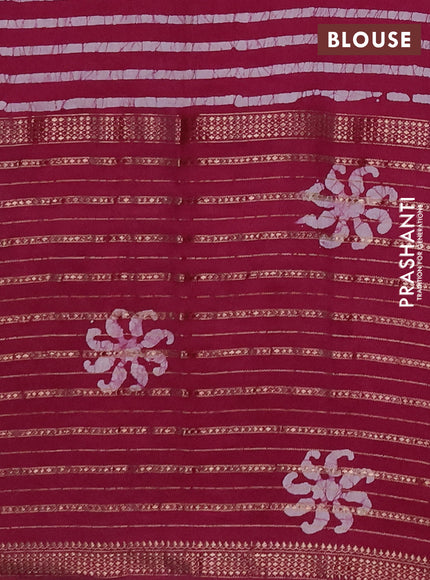 Magenta Pink Semi Chanderi Saree - Batik Prints