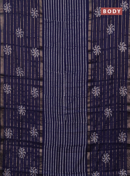 Blue Semi Chanderi Saree - Batik Prints
