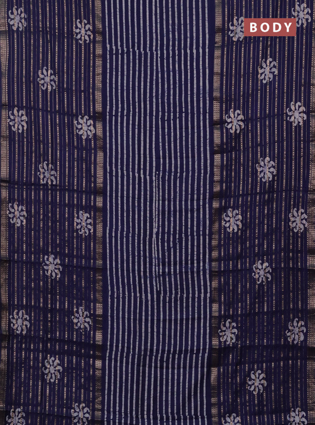 Blue Semi Chanderi Saree - Batik Prints