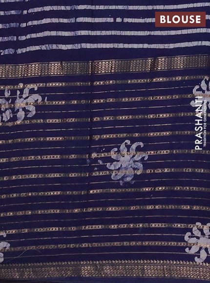 Blue Semi Chanderi Saree - Batik Prints