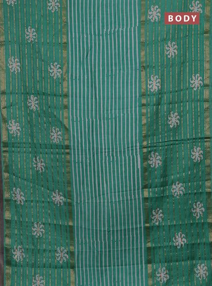 Teal Green Semi Chanderi Saree - Batik Prints