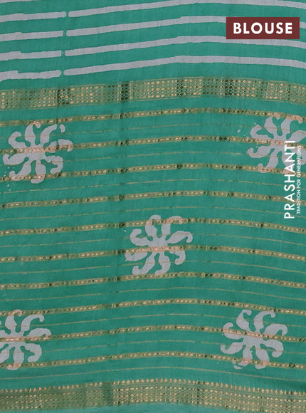 Teal Green Semi Chanderi Saree - Batik Prints