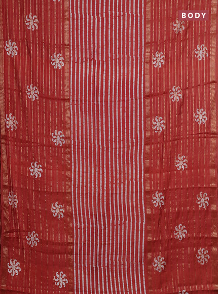 Rust Semi Chanderi Saree - Batik Prints
