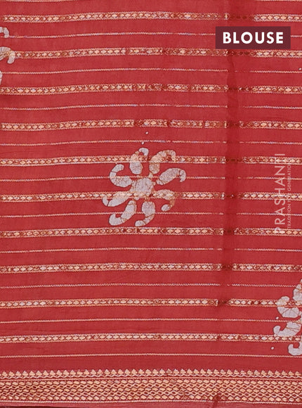 Rust Semi Chanderi Saree - Batik Prints