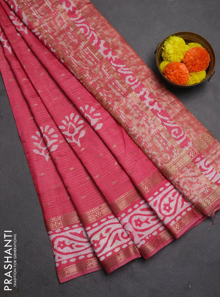 Pink Semi Chanderi Saree - Batik Prints