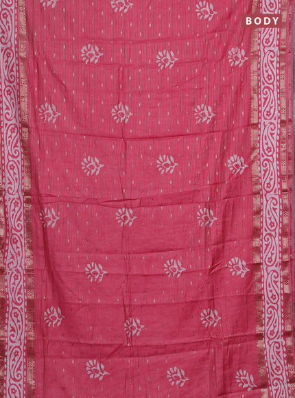Pink Semi Chanderi Saree - Batik Prints