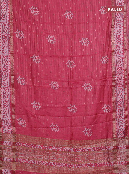 Pink Semi Chanderi Saree - Batik Prints