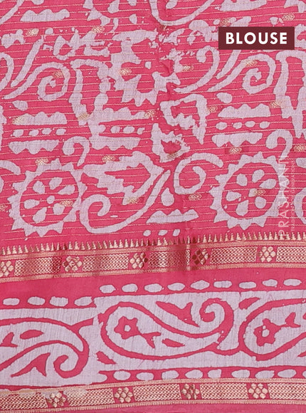 Pink Semi Chanderi Saree - Batik Prints