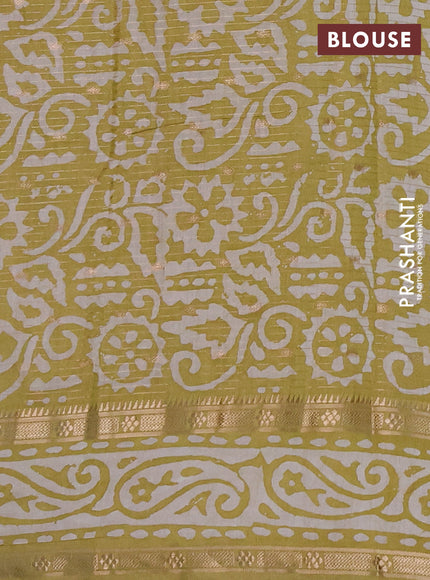 Pista Green Semi Chanderi Saree - Batik Prints