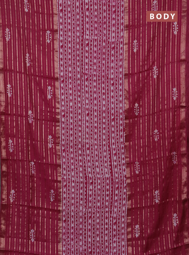 Magenta Pink Semi Chanderi Saree - Batik Prints