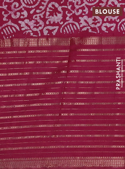 Magenta Pink Semi Chanderi Saree - Batik Prints