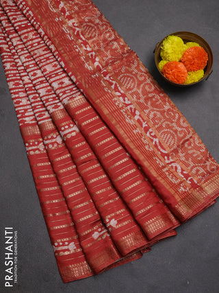 Rust Semi Chanderi Saree - Batik Prints