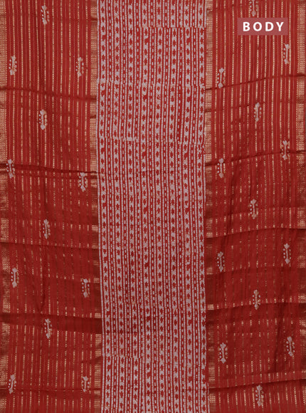 Rust Semi Chanderi Saree - Batik Prints
