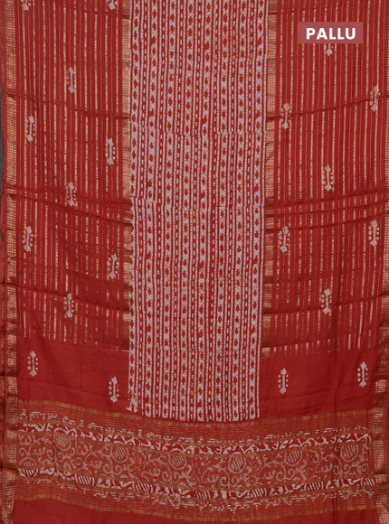 Rust Semi Chanderi Saree - Batik Prints
