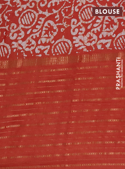 Rust Semi Chanderi Saree - Batik Prints