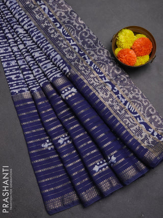 Blue Semi Chanderi Saree - Batik Prints