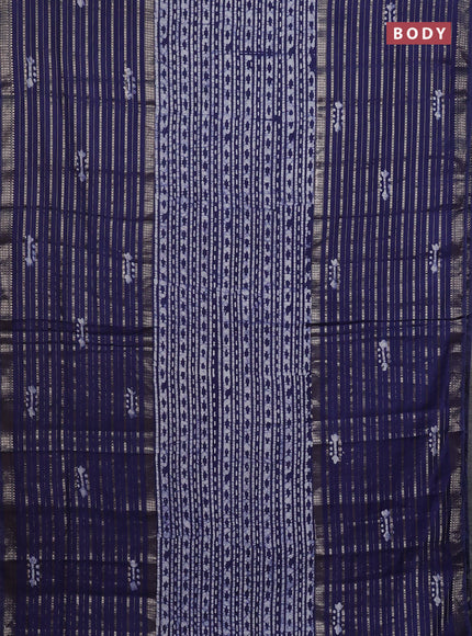 Blue Semi Chanderi Saree - Batik Prints