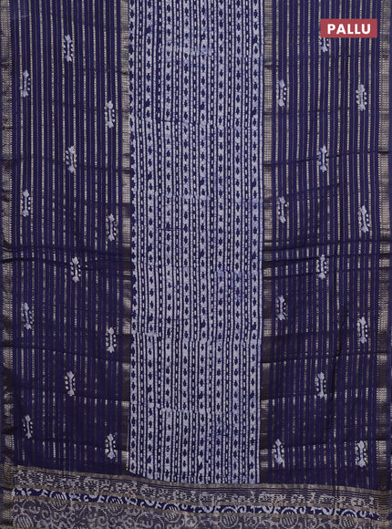 Blue Semi Chanderi Saree - Batik Prints
