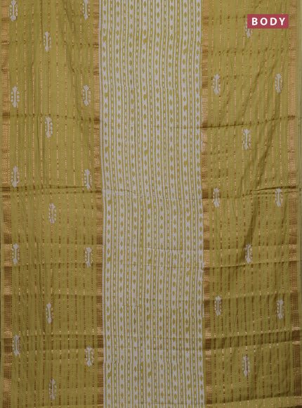 Pista Green Semi Chanderi Saree - Batik Prints