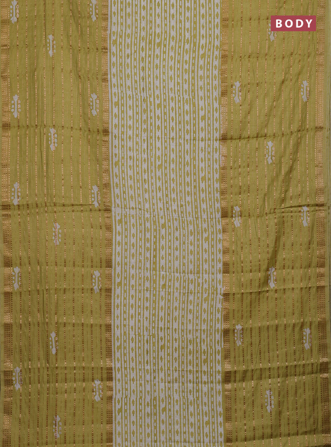 Pista Green Semi Chanderi Saree - Batik Prints