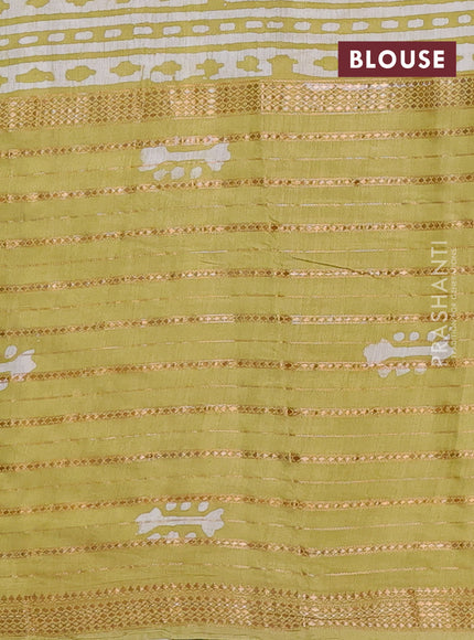 Pista Green Semi Chanderi Saree - Batik Prints