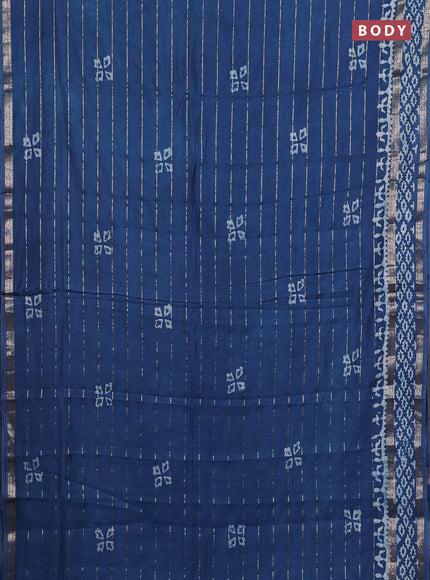 Peacock Blue Semi Chanderi Saree - Batik Prints