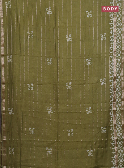 Mehendi Green Semi Chanderi Saree - Batik Prints