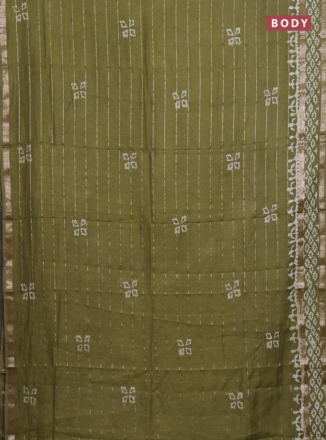 Mehendi Green Semi Chanderi Saree - Batik Prints