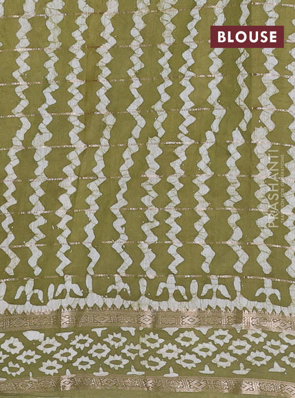 Mehendi Green Semi Chanderi Saree - Batik Prints