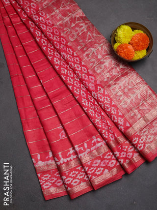 Pink Semi Chanderi Saree - Batik Prints