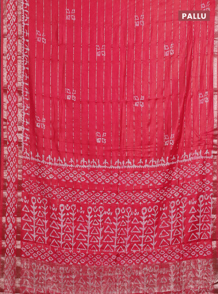 Pink Semi Chanderi Saree - Batik Prints