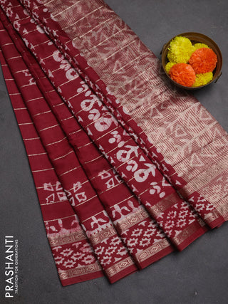 Maroon Semi Chanderi Saree - Batik Prints