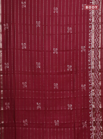 Maroon Semi Chanderi Saree - Batik Prints