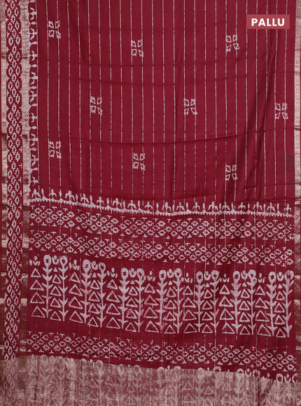 Maroon Semi Chanderi Saree - Batik Prints