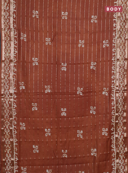 Brown Semi Chanderi Saree - Batik Prints
