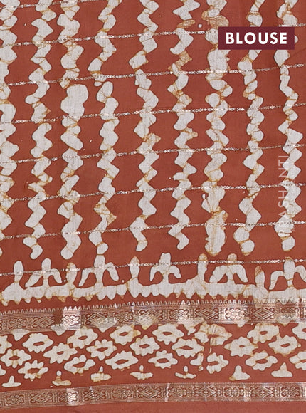 Brown Semi Chanderi Saree - Batik Prints