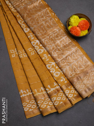 Mustard Semi Chanderi Saree - Batik Prints