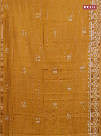 Mustard Semi Chanderi Saree - Batik Prints