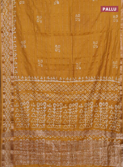 Mustard Semi Chanderi Saree - Batik Prints