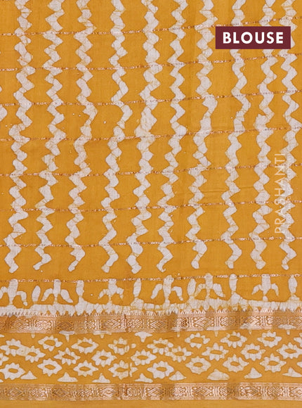 Mustard Semi Chanderi Saree - Batik Prints