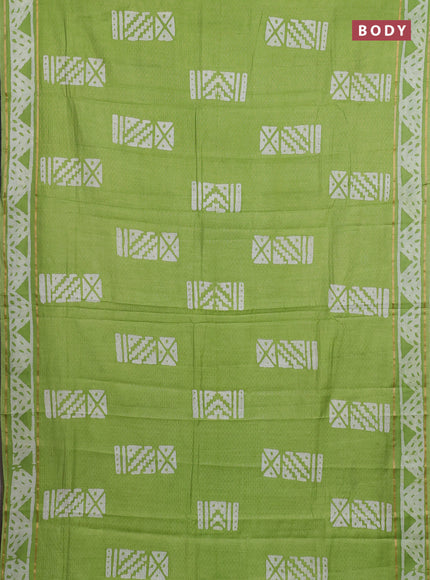 Light Green Semi Chanderi Saree - Batik Prints