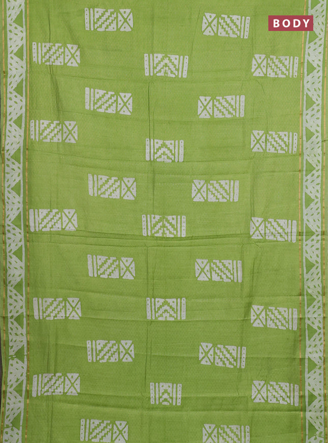 Light Green Semi Chanderi Saree - Batik Prints