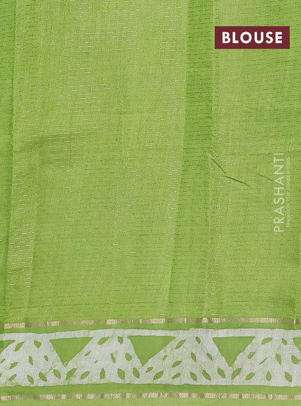 Light Green Semi Chanderi Saree - Batik Prints