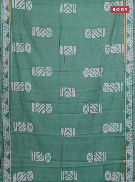 Green Semi Chanderi Saree - Batik Prints