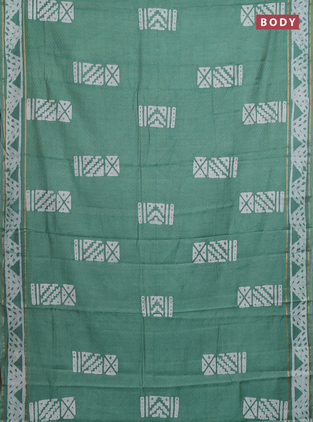 Green Semi Chanderi Saree - Batik Prints