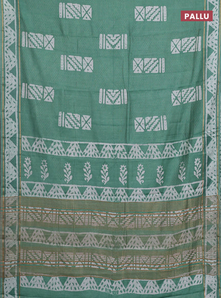 Green Semi Chanderi Saree - Batik Prints