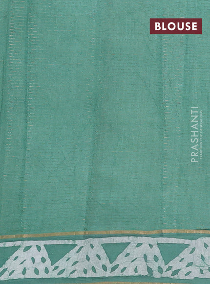 Green Semi Chanderi Saree - Batik Prints