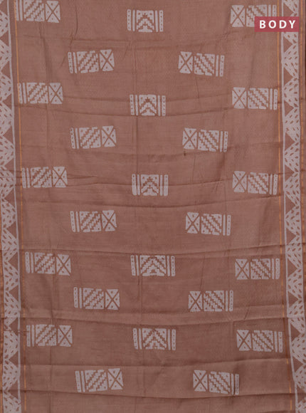 Beige Semi Chanderi Saree - Batik Prints
