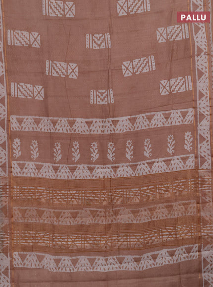Beige Semi Chanderi Saree - Batik Prints